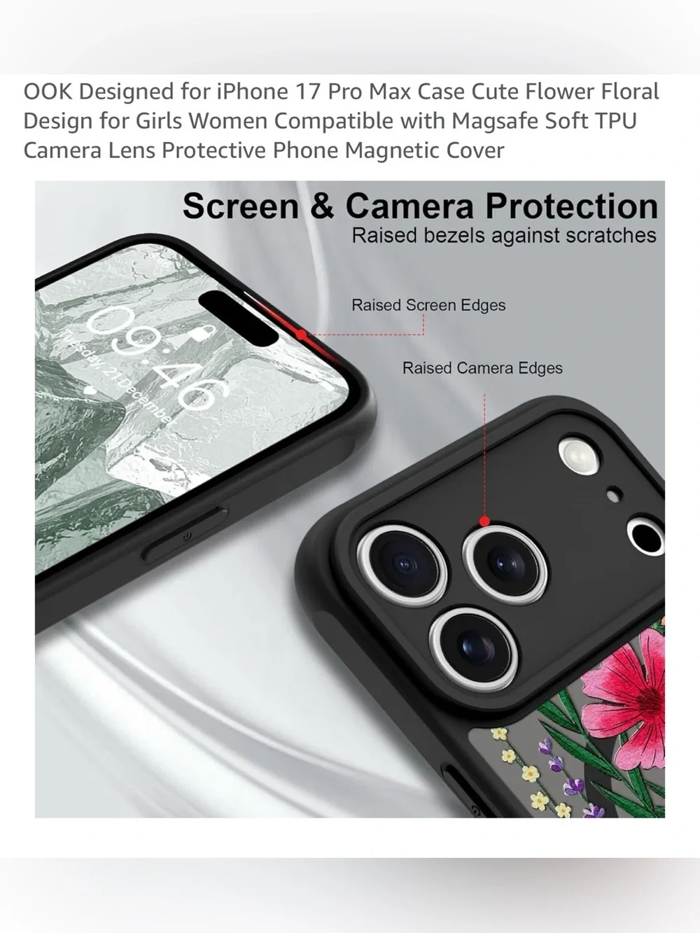 OOK Floral Garden Magnetic iPhone Case 17Pro Max Pink&Purple Design new sealed